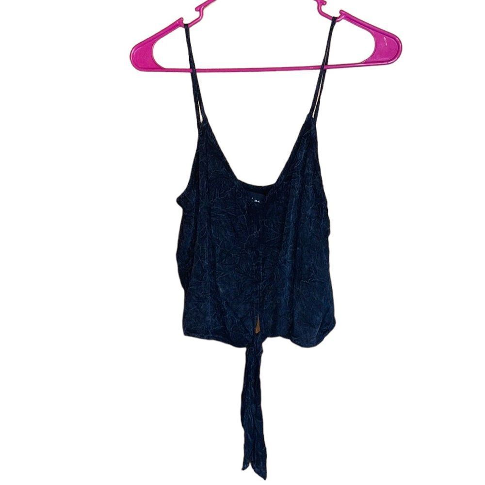 •MUSTARD SEED•DISTRESSED BLACK SPAGHETTI STRAP TIE KNOT FRONT TOP IN SIZE S